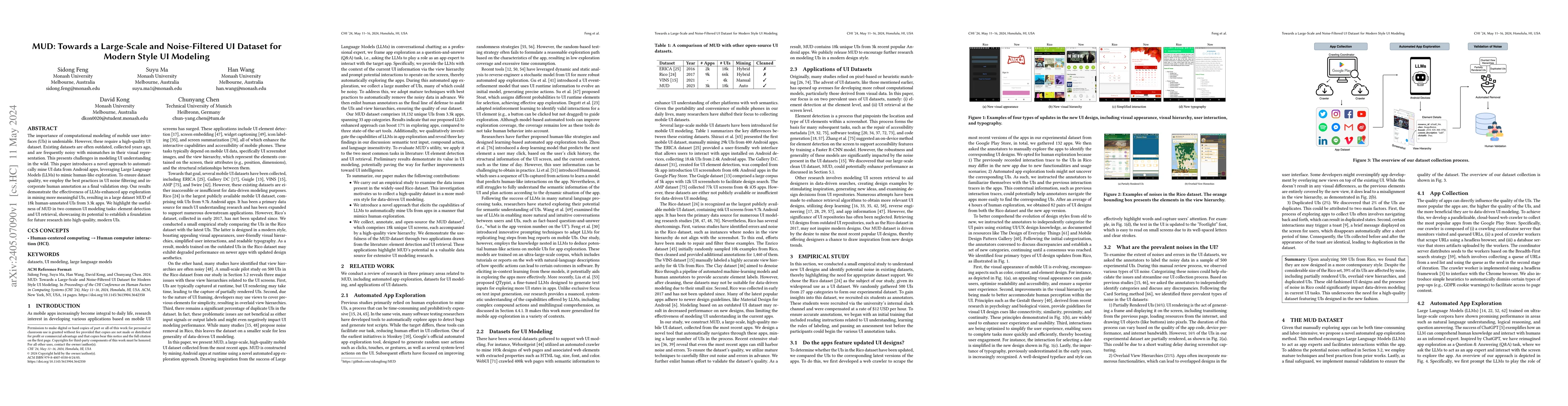 Thumbnail for MUD: Towards a Large-Scale and Noise-Filtered UI Dataset for Modern
  Style UI Modeling