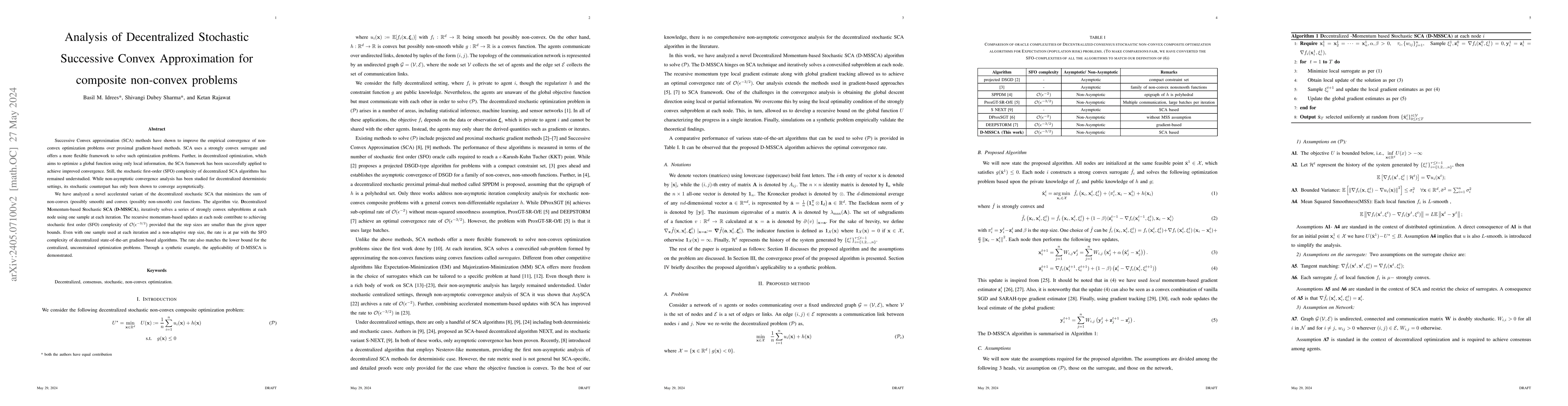 Thumbnail for Analysis of Decentralized Stochastic Successive Convex Approximation for
  composite non-convex problems