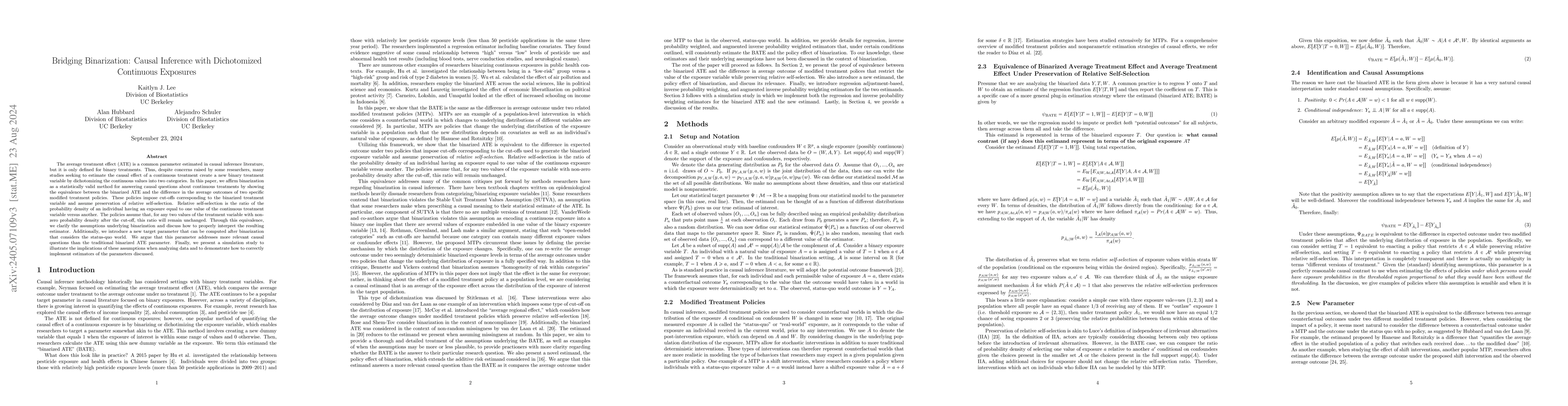 Thumbnail for Bridging Binarization: Causal Inference with Dichotomized Continuous
  Treatments