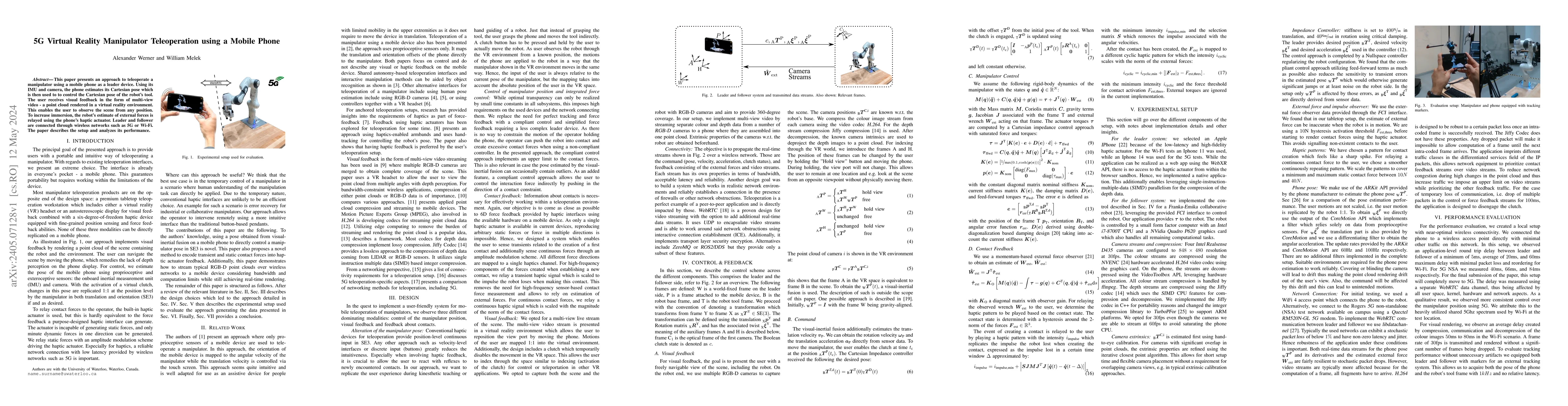 Thumbnail for 5G Virtual Reality Manipulator Teleoperation using a Mobile Phone