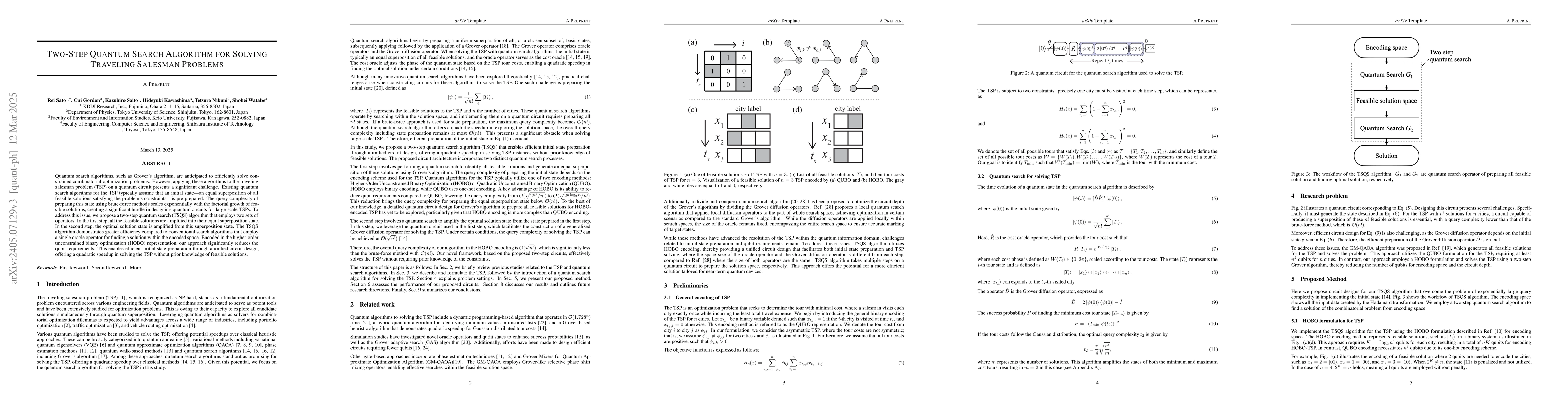 Thumbnail for Circuit Design of Two-Step Quantum Search Algorithm for Solving
  Traveling Salesman Problems