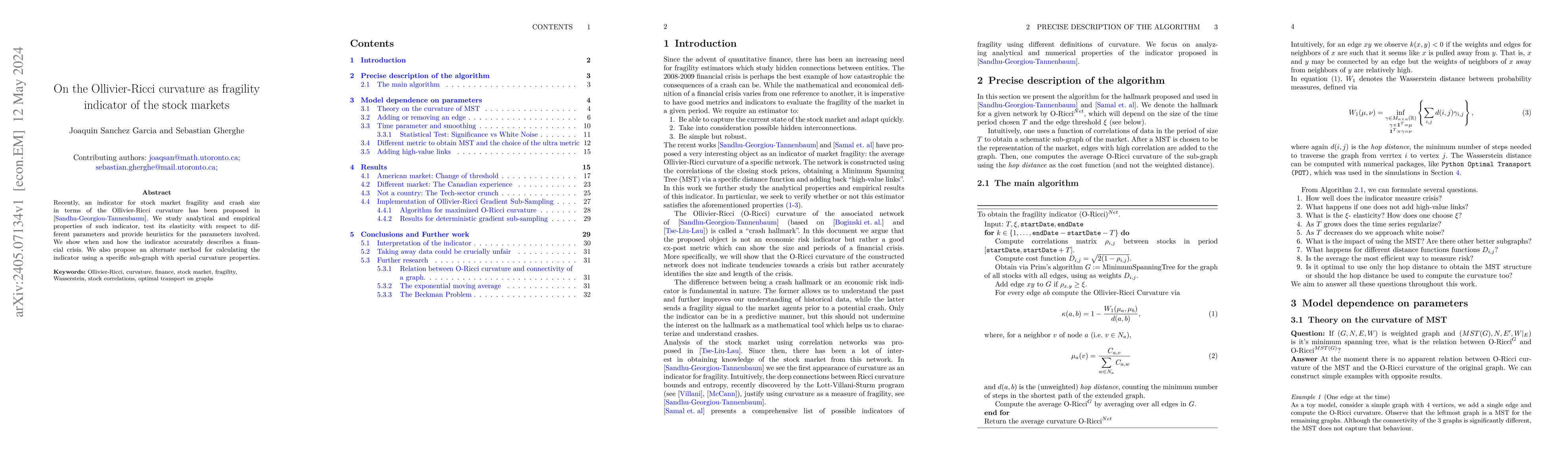 Thumbnail for On the Ollivier-Ricci curvature as fragility indicator of the stock
  markets