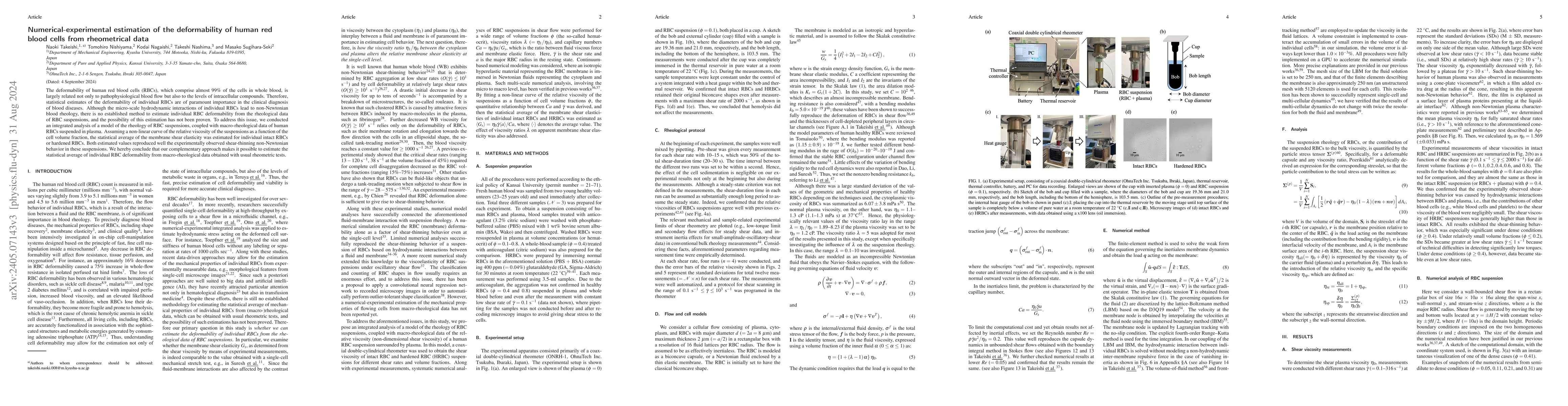 Thumbnail for Numerical-experimental estimation of the deformability of human red
  blood cells from rheometrical data