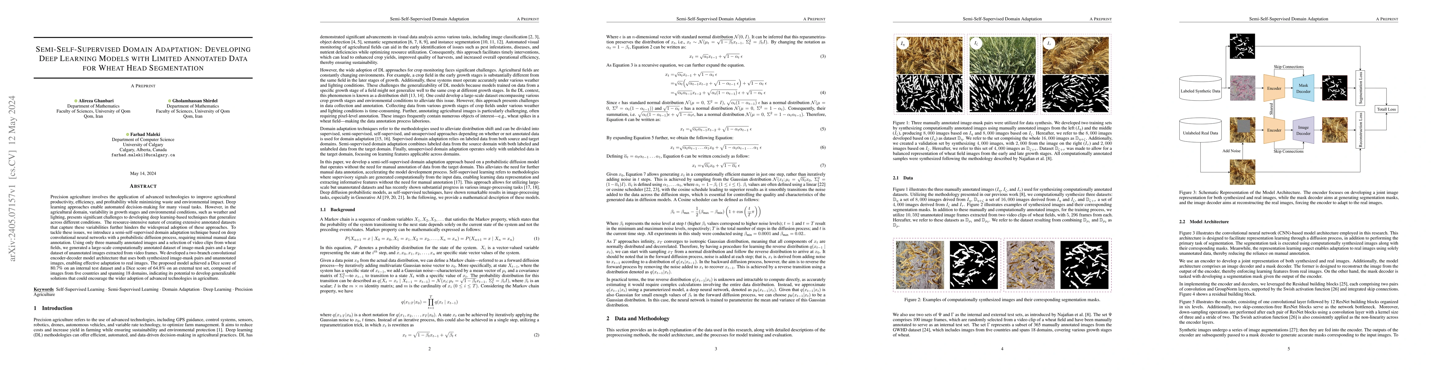 Thumbnail for Semi-Self-Supervised Domain Adaptation: Developing Deep Learning Models
  with Limited Annotated Data for Wheat Head Segmentation