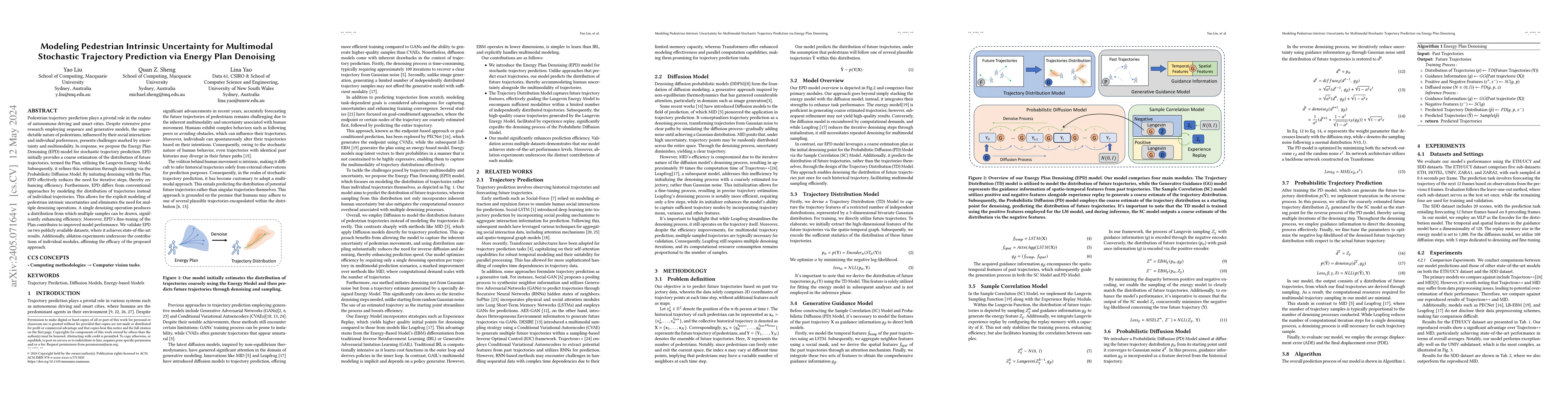 Thumbnail for Modeling Pedestrian Intrinsic Uncertainty for Multimodal Stochastic
  Trajectory Prediction via Energy Plan Denoising