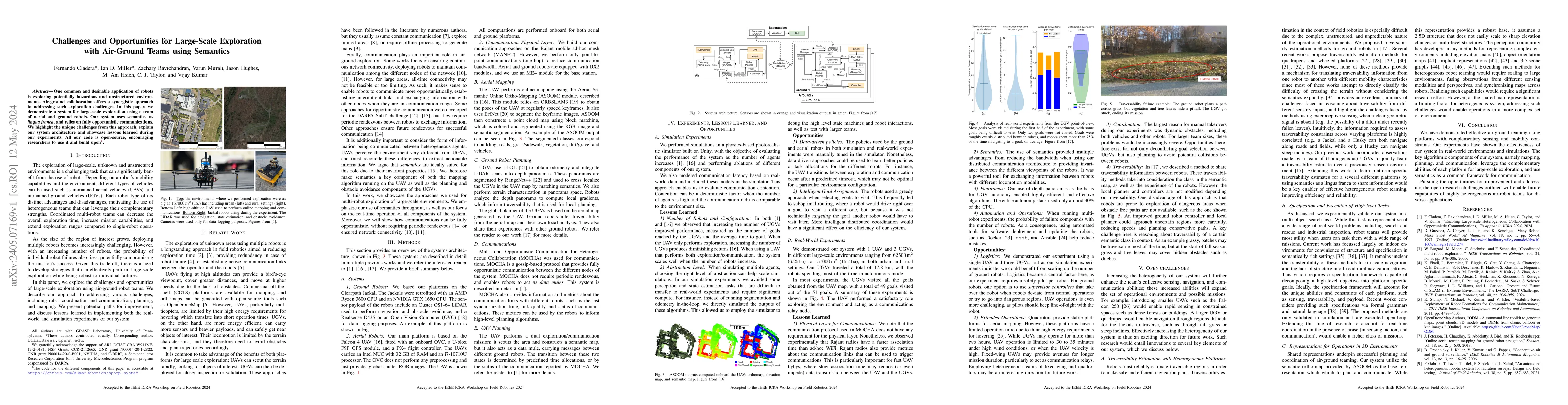 Thumbnail for Challenges and Opportunities for Large-Scale Exploration with Air-Ground
  Teams using Semantics