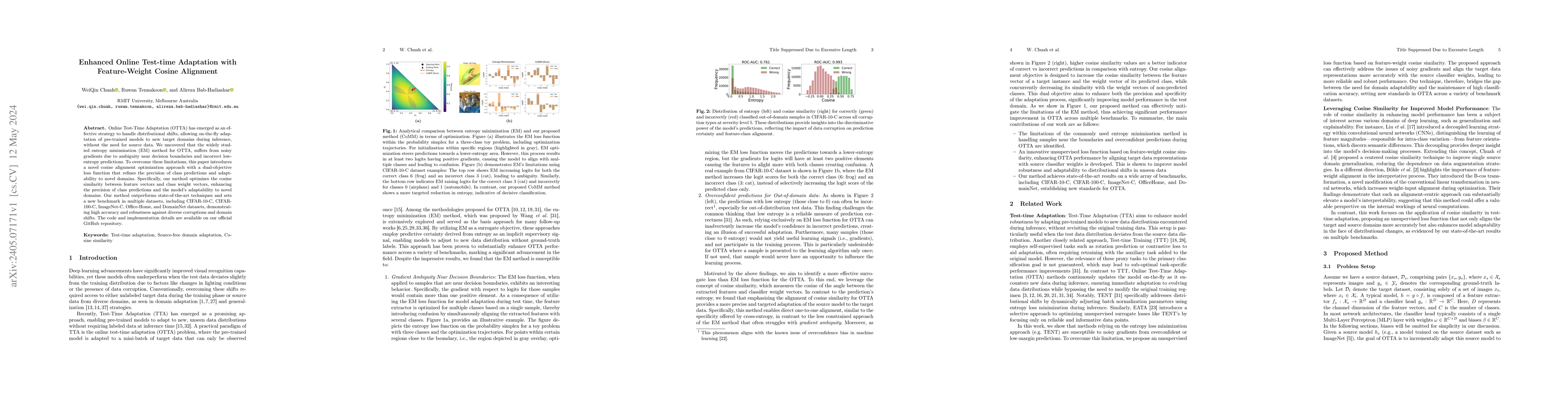 Thumbnail for Enhanced Online Test-time Adaptation with Feature-Weight Cosine
  Alignment