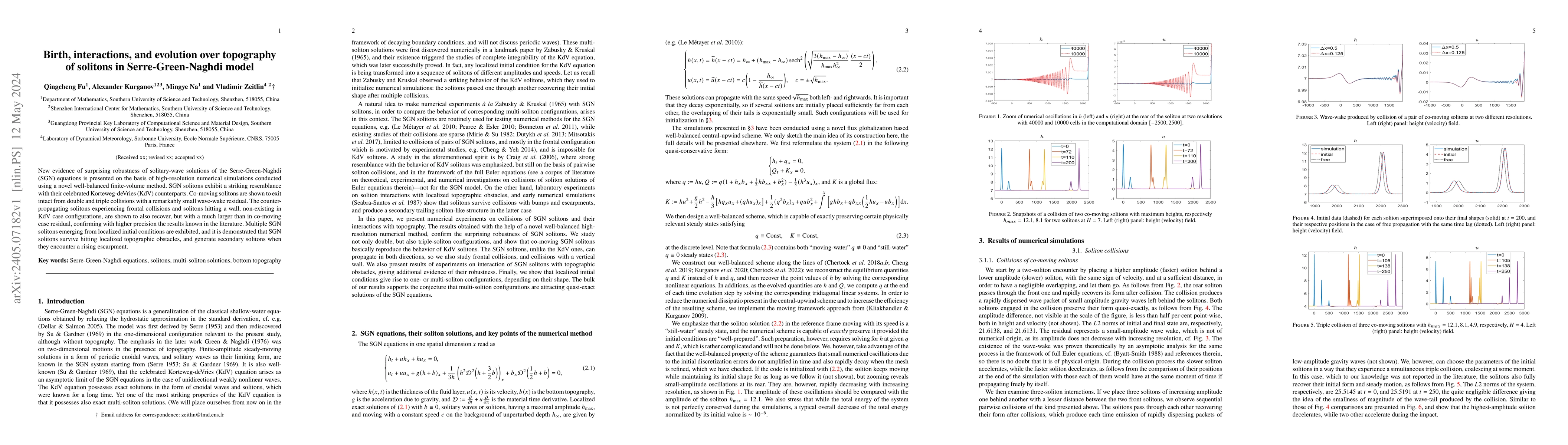 Thumbnail for Birth, interactions, and evolution over topography of solitons in
  Serre-Green-Naghdi model