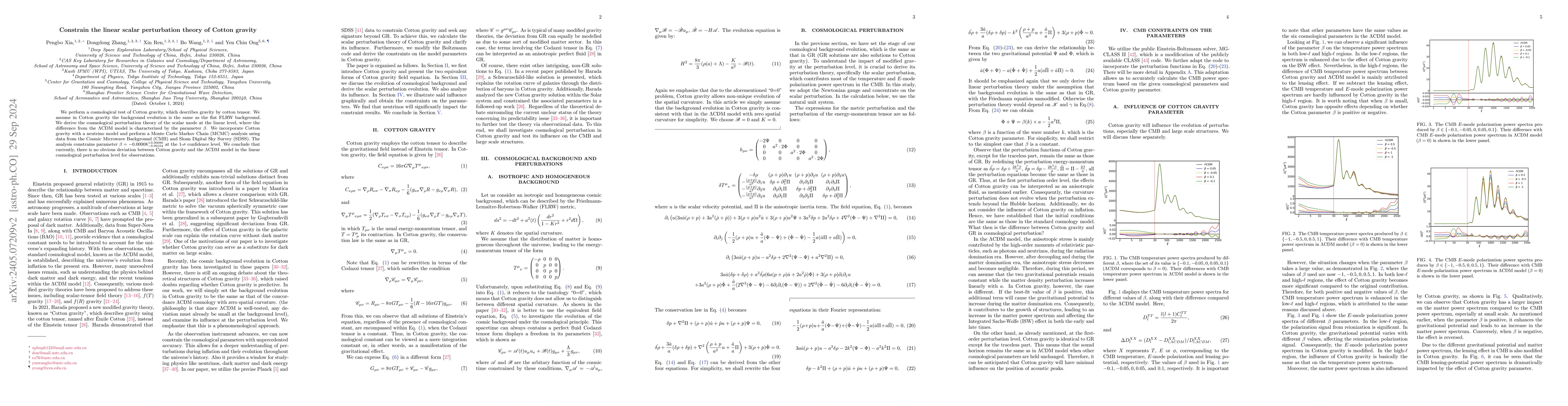Thumbnail for Constrain the linear scalar perturbation theory of Cotton gravity