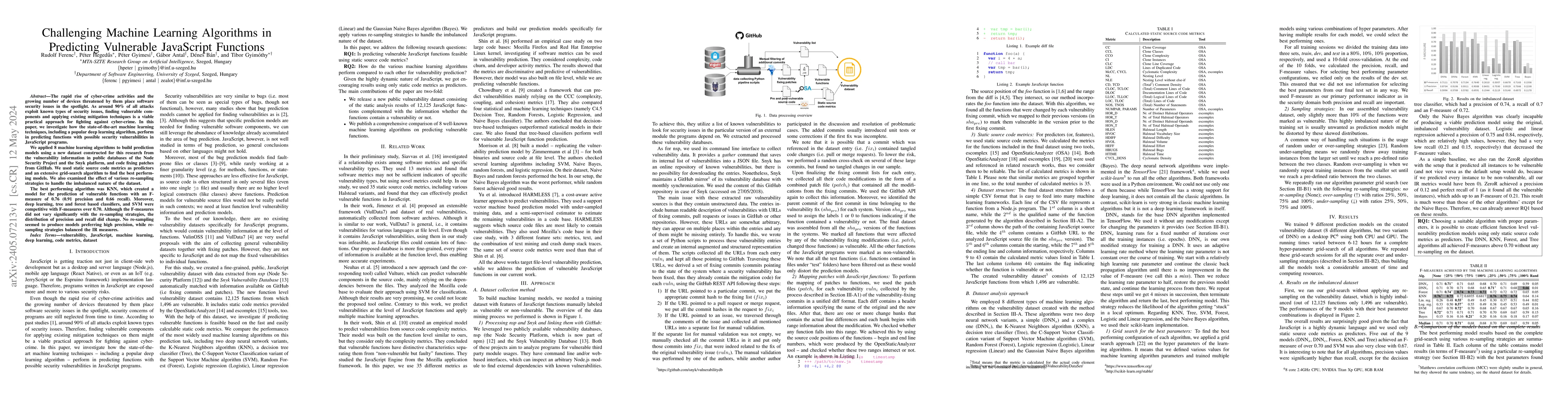 Thumbnail for Challenging Machine Learning Algorithms in Predicting Vulnerable
  JavaScript Functions