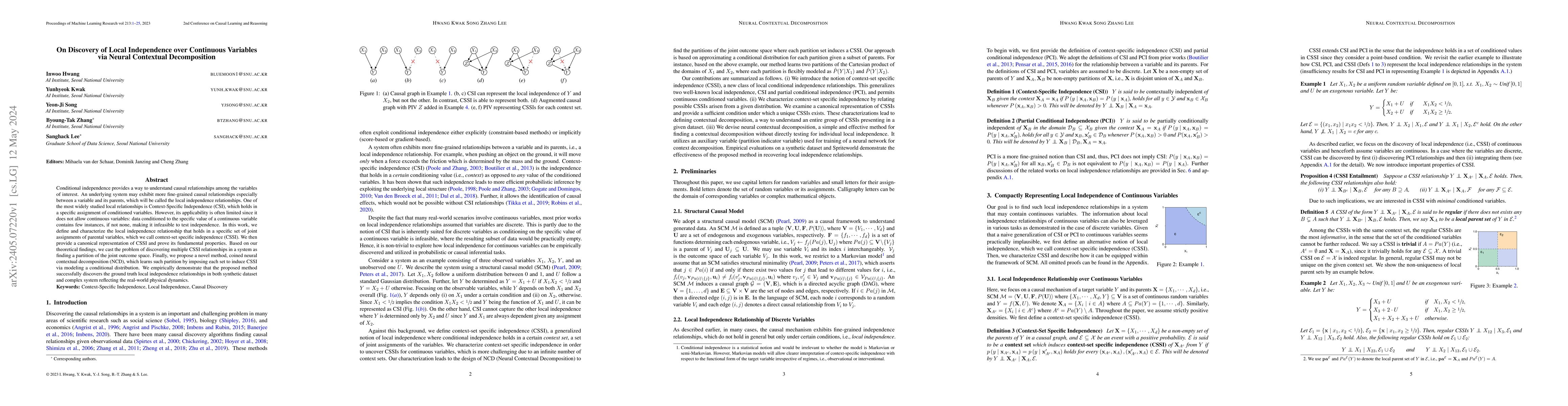 Thumbnail for On Discovery of Local Independence over Continuous Variables via Neural
  Contextual Decomposition