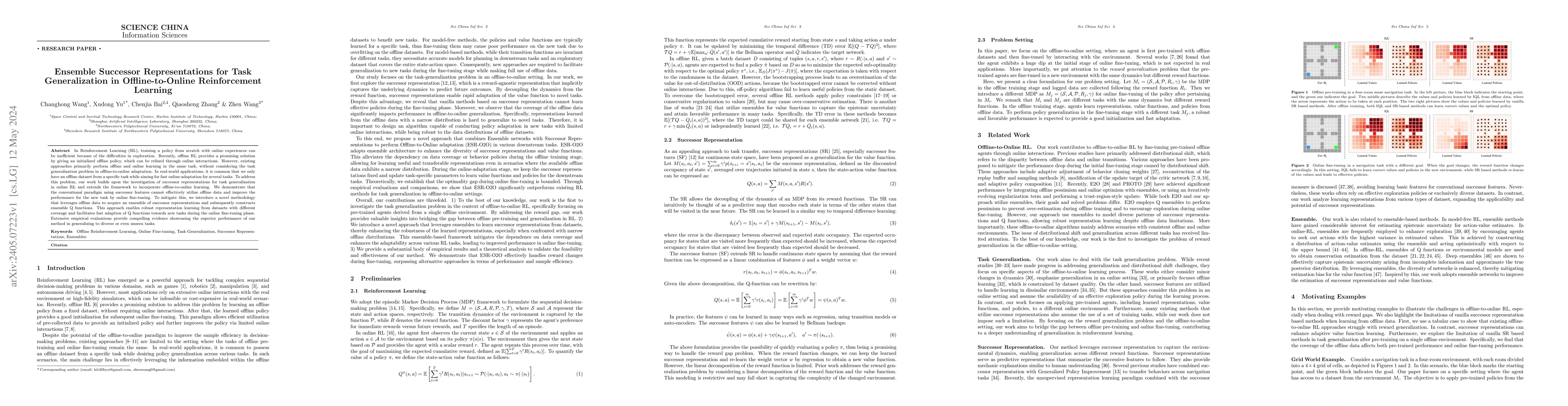 Thumbnail for Ensemble Successor Representations for Task Generalization in
  Offline-to-Online Reinforcement Learning