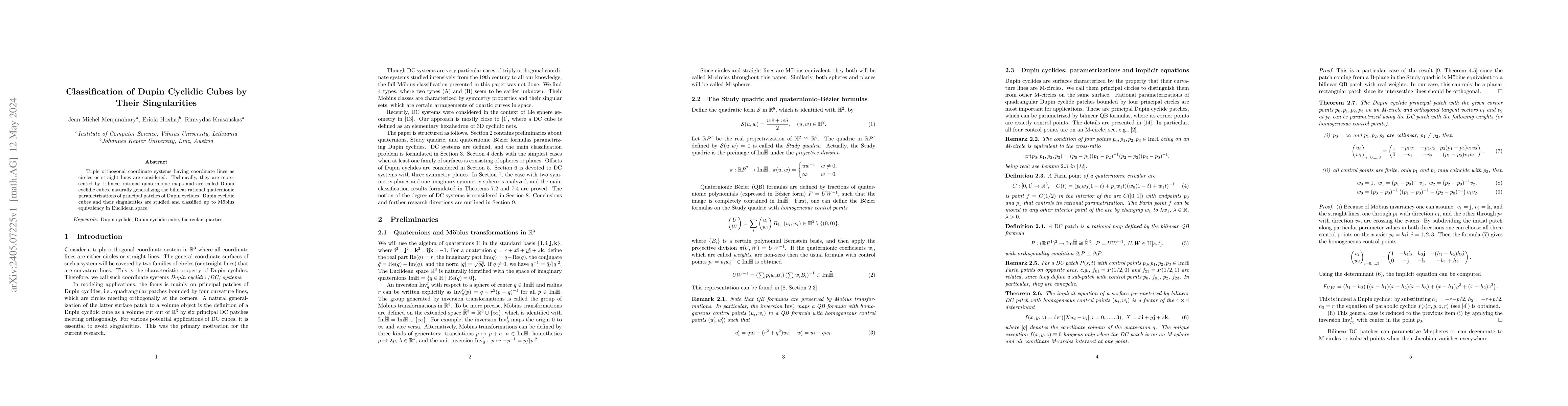 Thumbnail for Classification of Dupin Cyclidic Cubes by Their Singularities