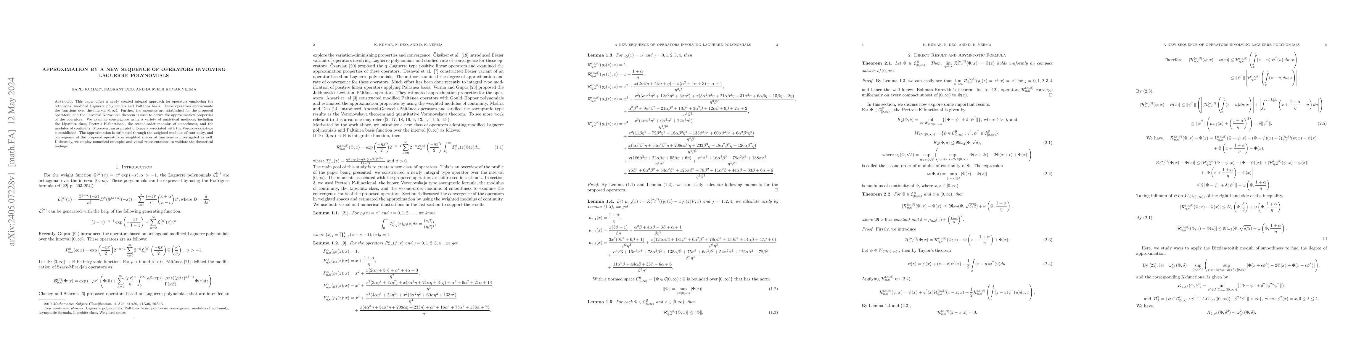 Thumbnail for Approximation by a new sequence of operators involving Laguerre
  polynomials