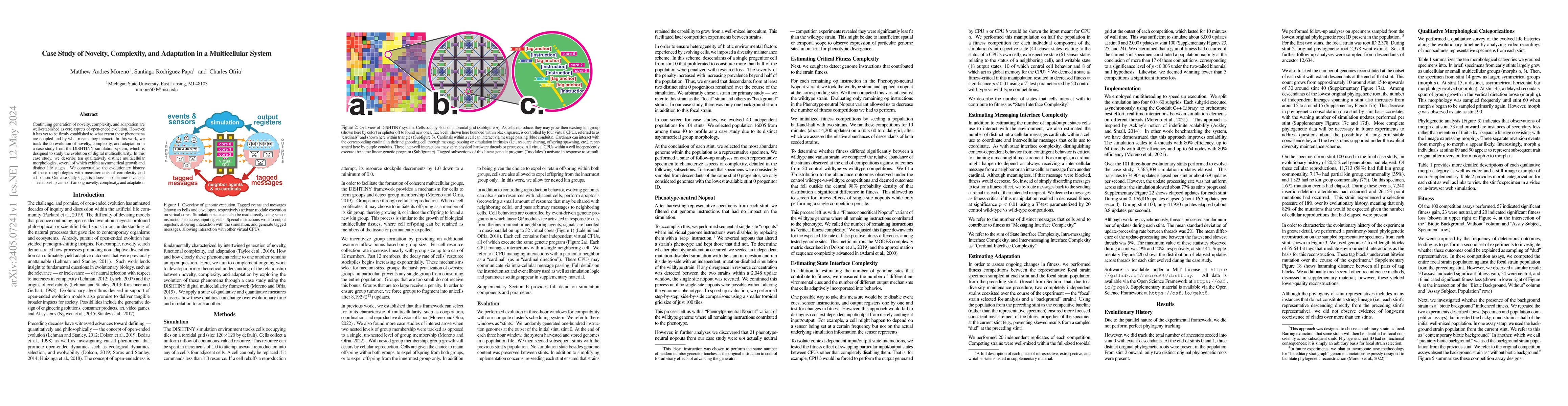 Thumbnail for Case Study of Novelty, Complexity, and Adaptation in a Multicellular
  System