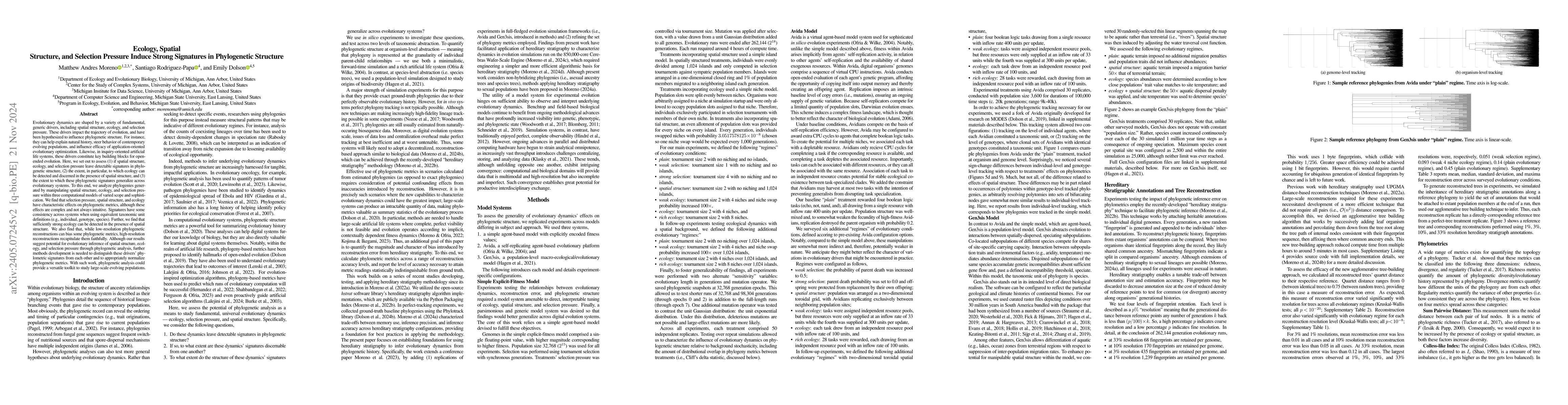Thumbnail for Ecology, Spatial Structure, and Selection Pressure Induce Strong
  Signatures in Phylogenetic Structure