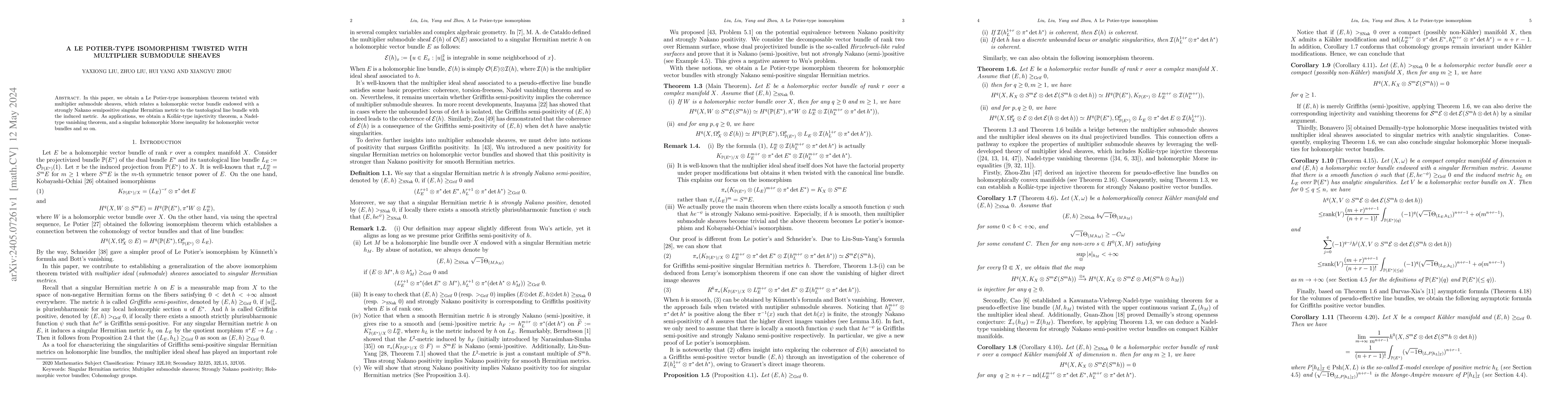 Thumbnail for A Le Potier-type isomorphism twisted with multiplier submodule sheaves