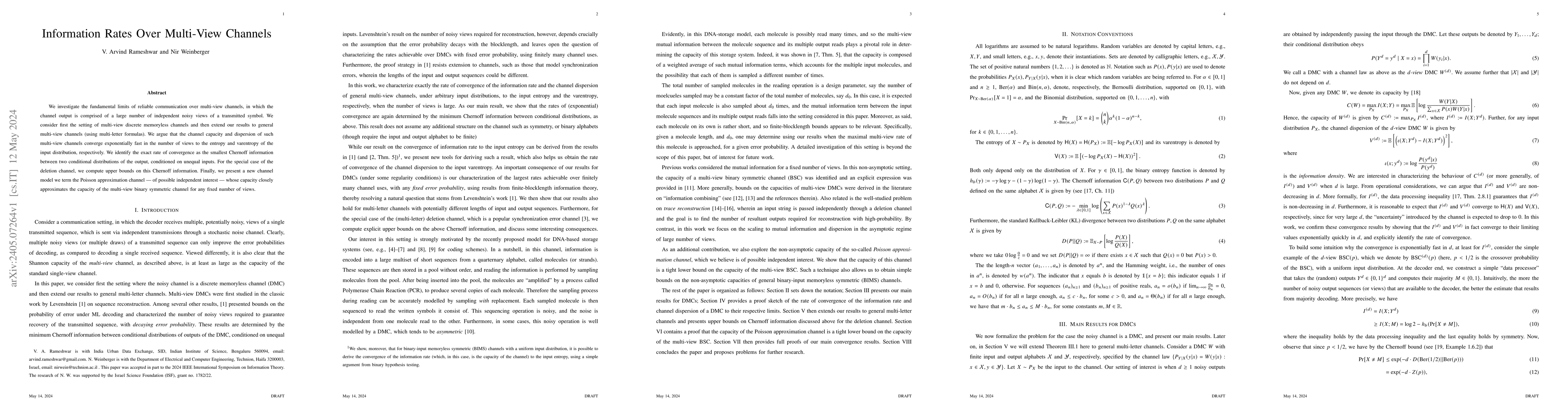 Thumbnail for Information Rates Over Multi-View Channels