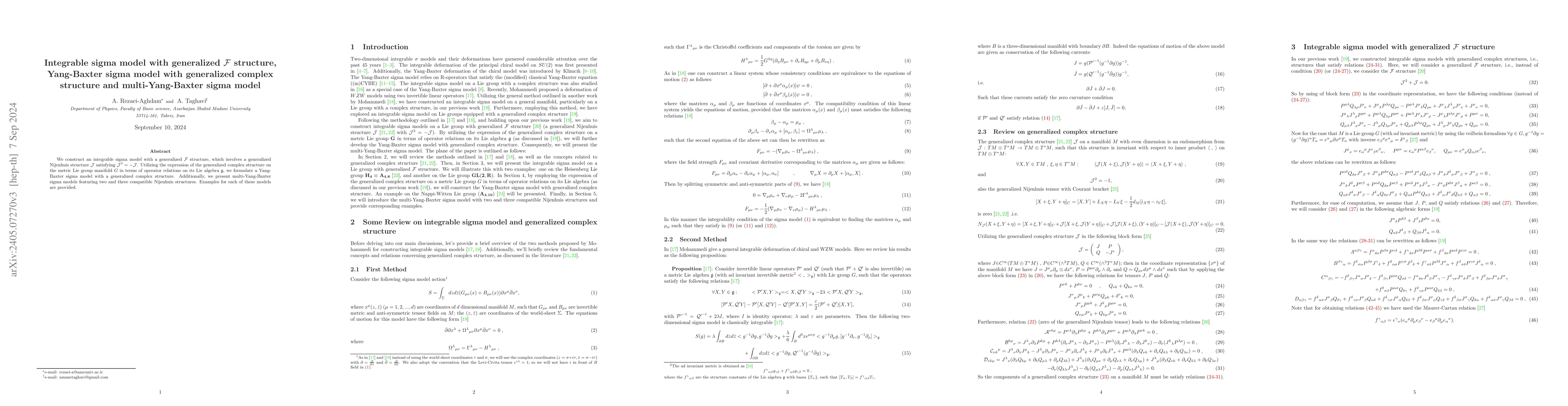 Thumbnail for Integrable sigma model with generalized $\mathcal{F}$ structure,
  Yang-Baxter sigma model with generalized complex structure and
  multi-Yang-Baxter sigma model