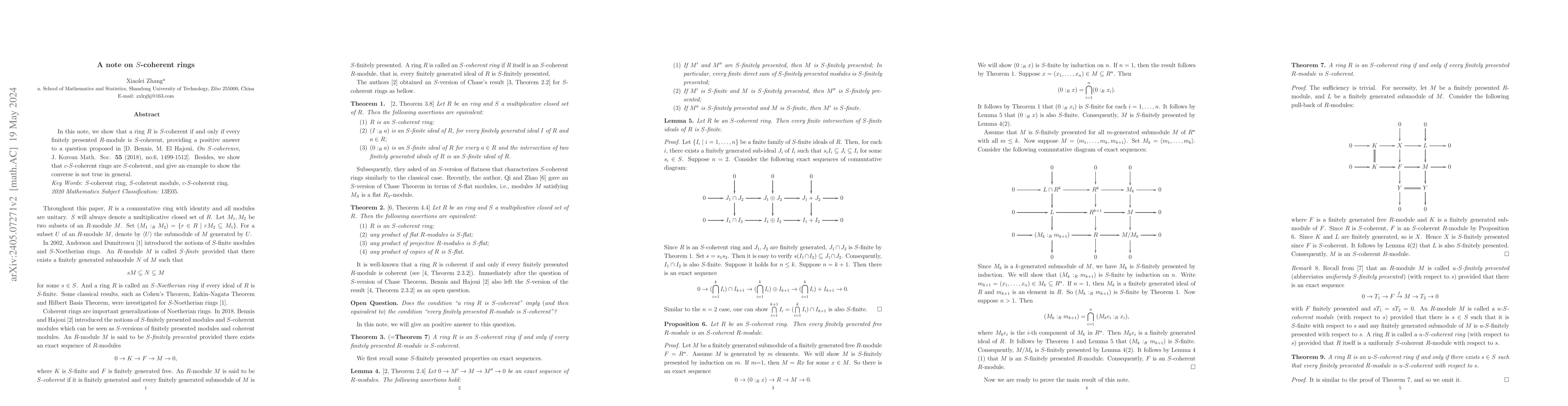 Thumbnail for A note on $S$-coherent rings