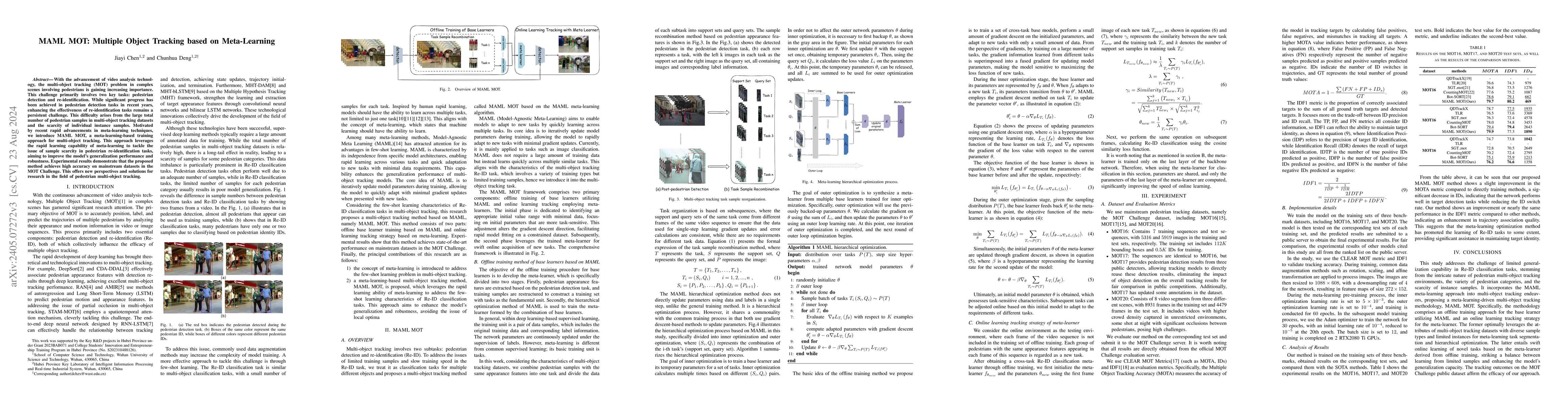 Thumbnail for MAML MOT: Multiple Object Tracking based on Meta-Learning