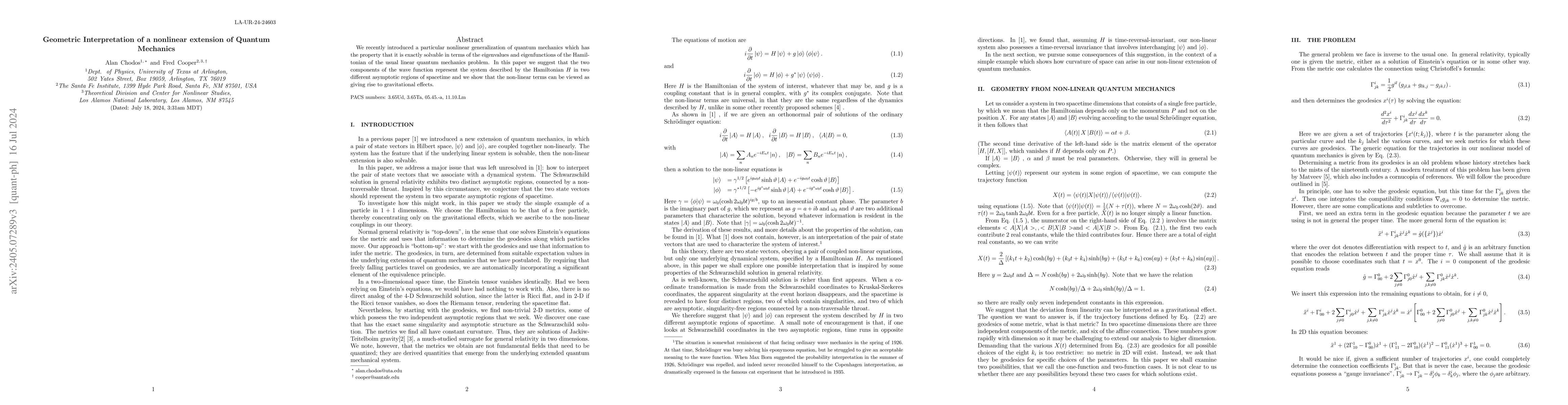 Thumbnail for Geometric Interpretation of a nonlinear extension of Quantum Mechanics