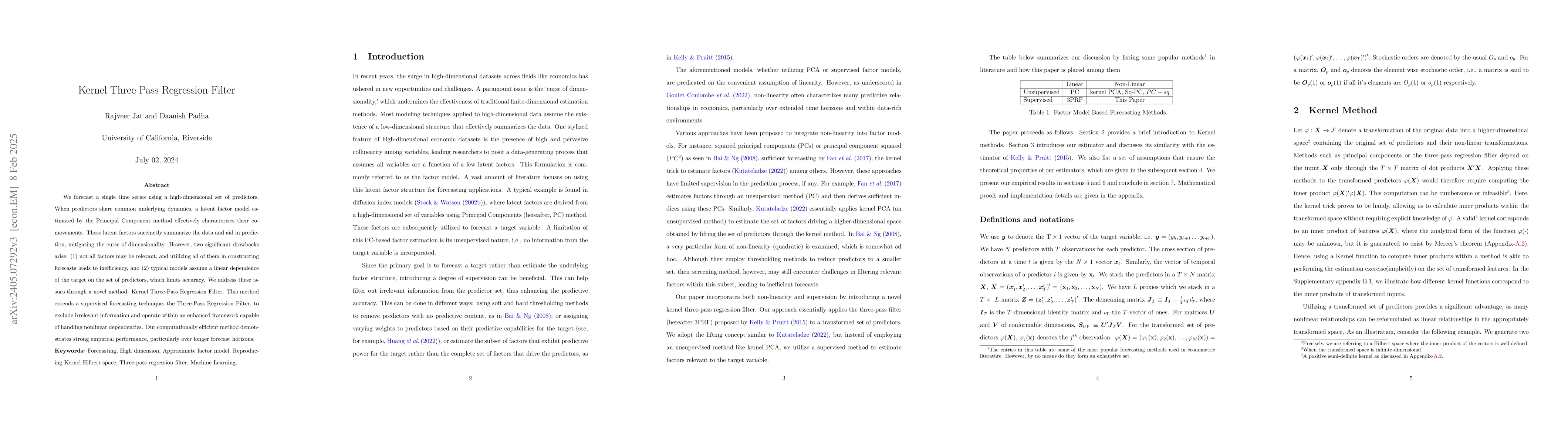 Thumbnail for Kernel Three Pass Regression Filter
