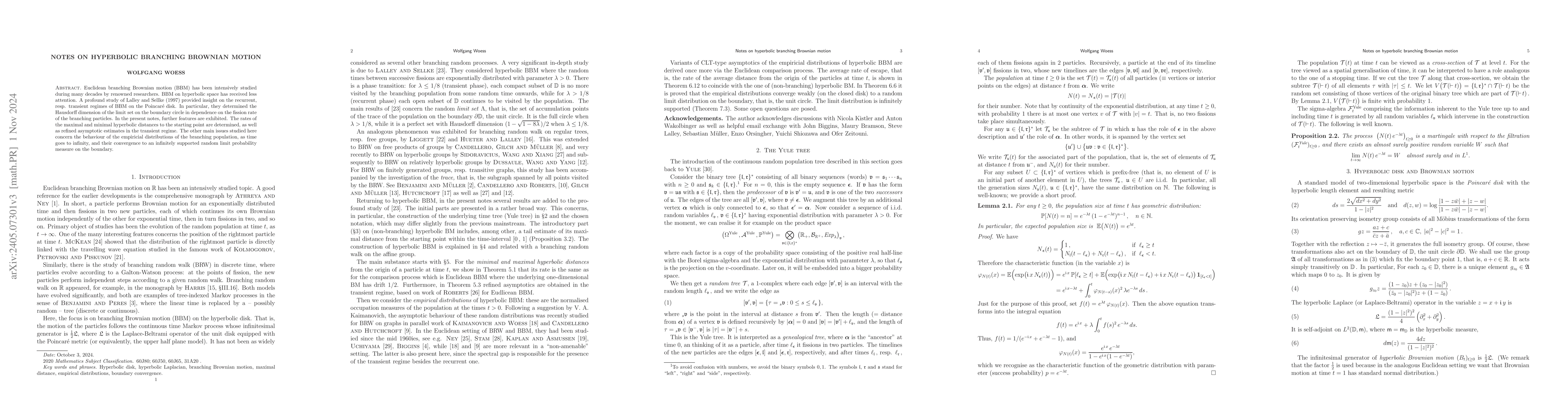 Thumbnail for Notes on hyperbolic branching Brownian motion
