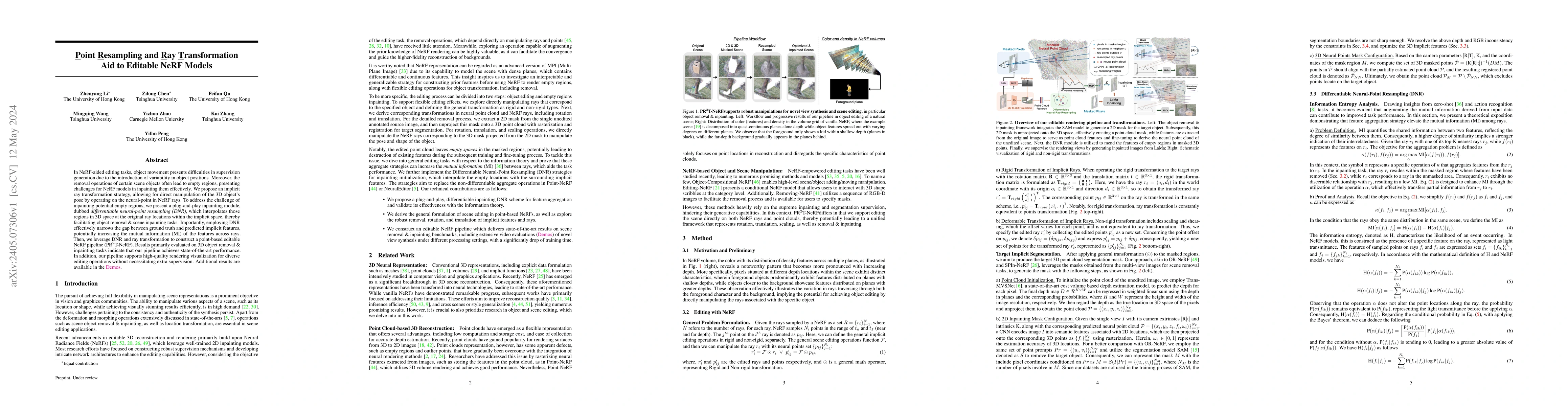 Thumbnail for Point Resampling and Ray Transformation Aid to Editable NeRF Models