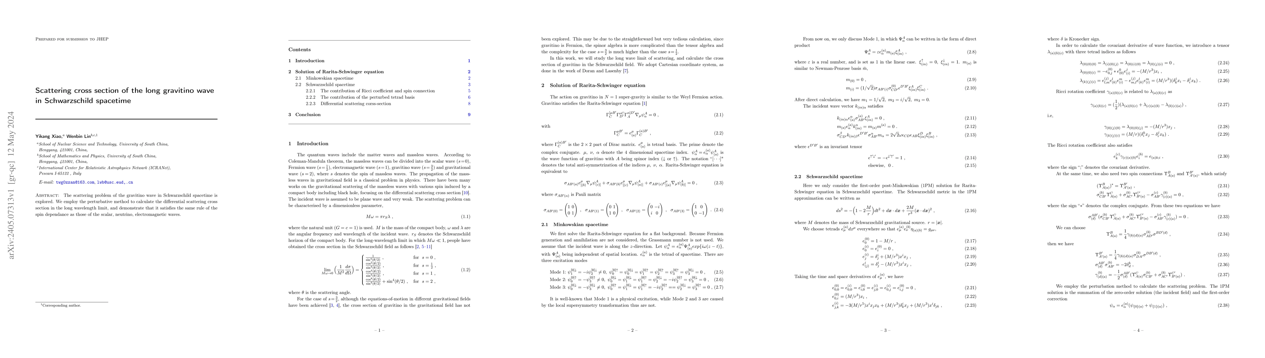 Thumbnail for Scattering cross section of the long gravitino wave in Schwarzschild
  spacetime