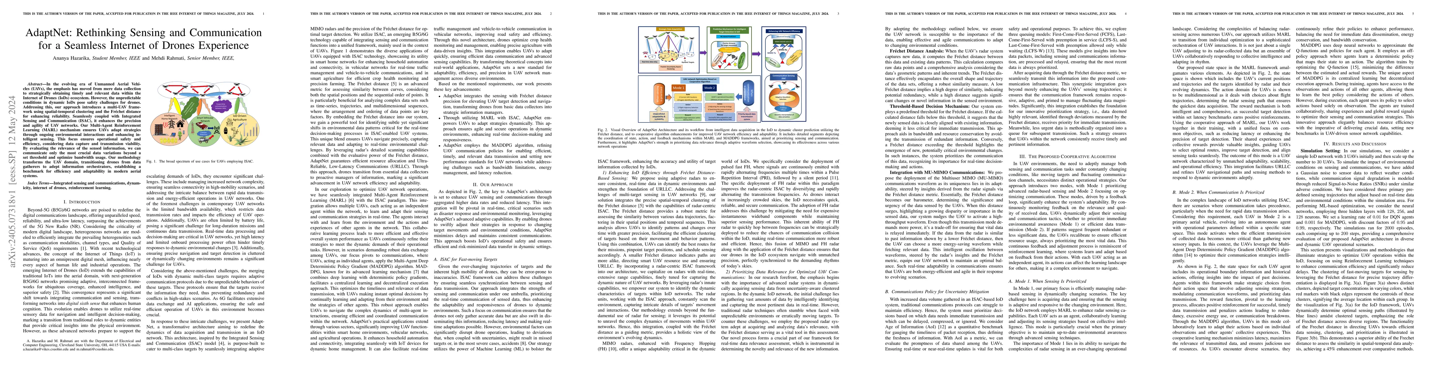 Thumbnail for AdaptNet: Rethinking Sensing and Communication for a Seamless Internet
  of Drones Experience