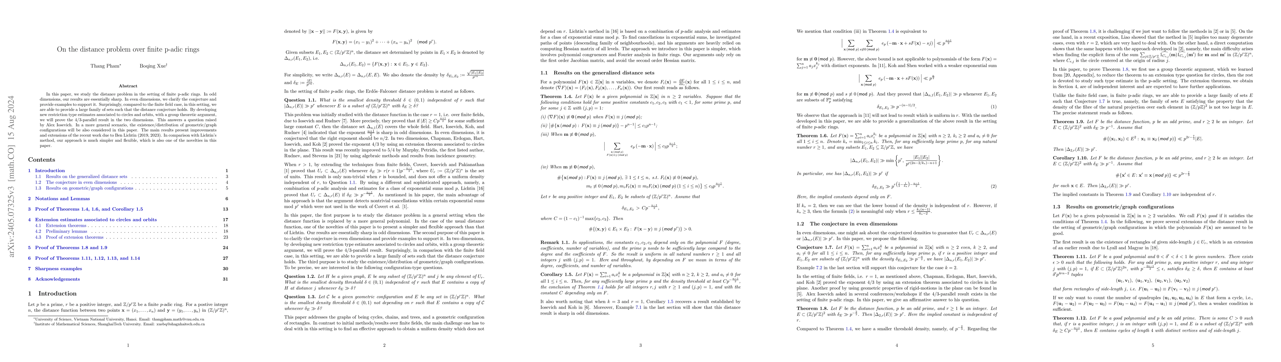 Thumbnail for On the distance problem over finite p-adic rings