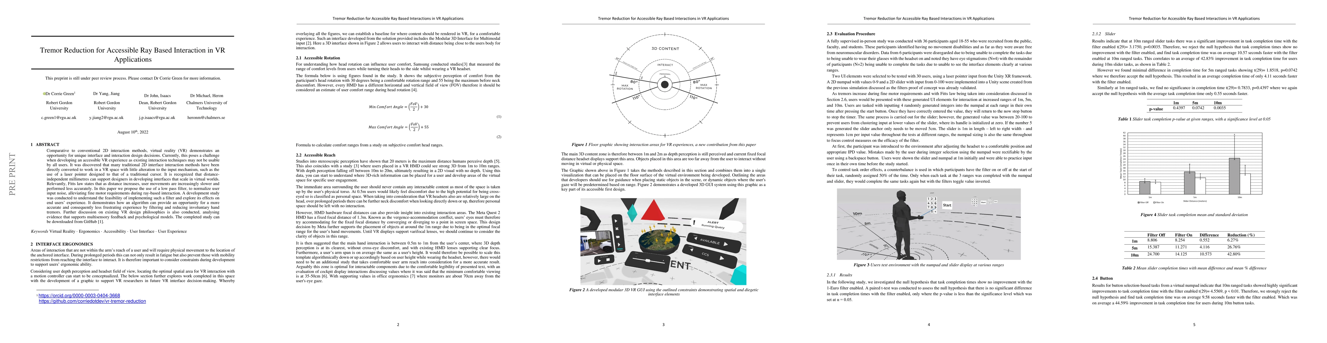 Thumbnail for Tremor Reduction for Accessible Ray Based Interaction in VR Applications