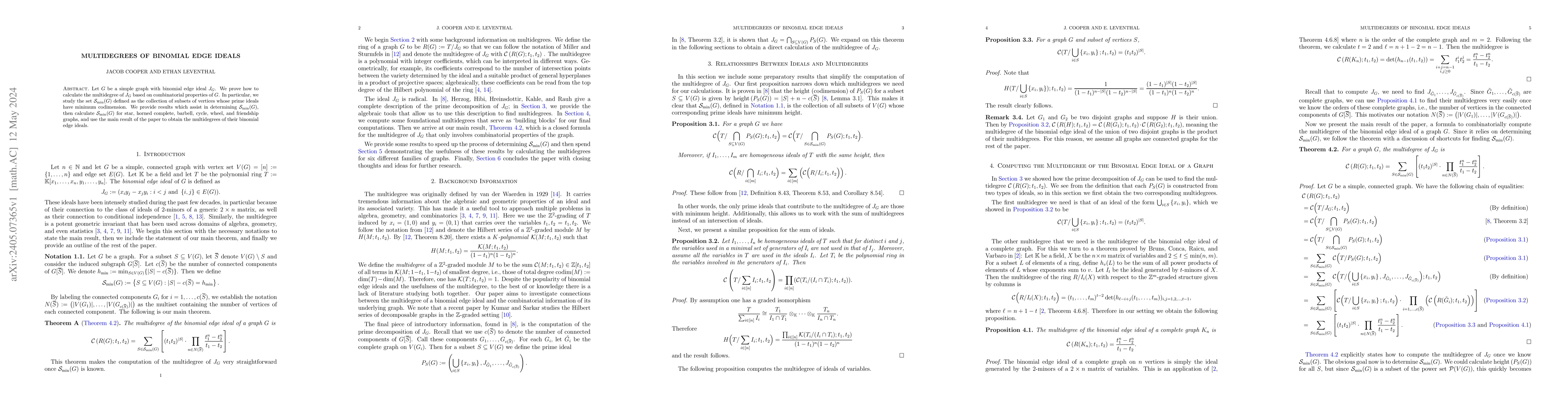 Thumbnail for Multidegrees of binomial edge ideals