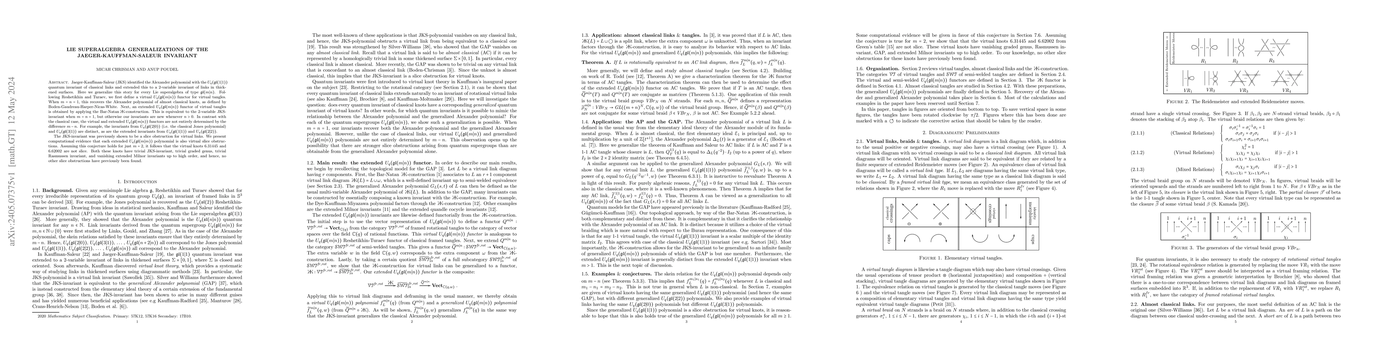 Thumbnail for Lie Superalgebra generalizations of the Jaeger-Kauffman-Saleur Invariant