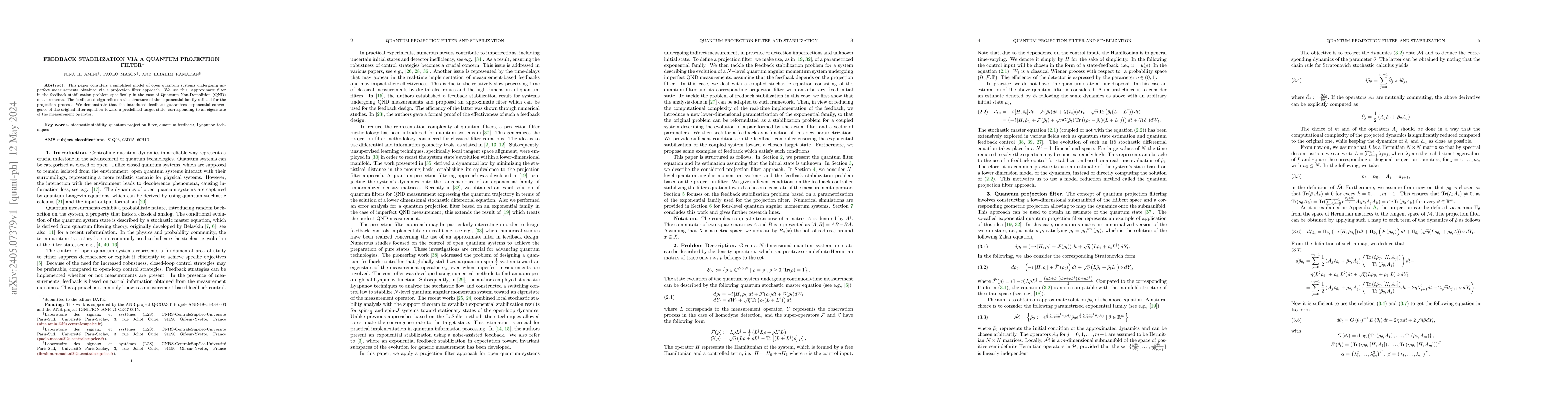 Thumbnail for Feedback stabilization via a quantum projection filter