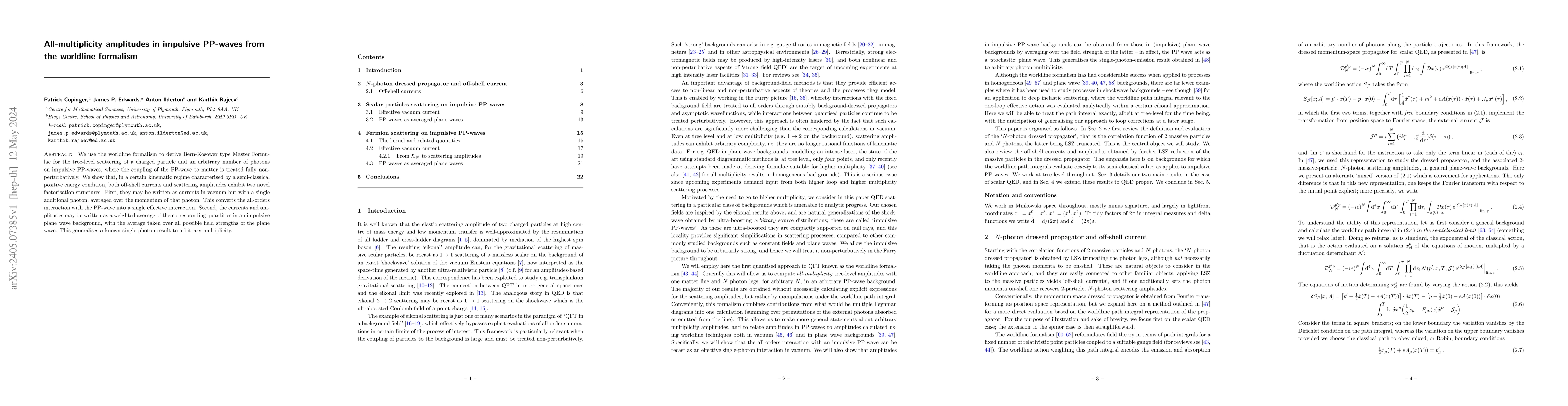 Thumbnail for All-multiplicity amplitudes in impulsive PP-waves from the worldline
  formalism