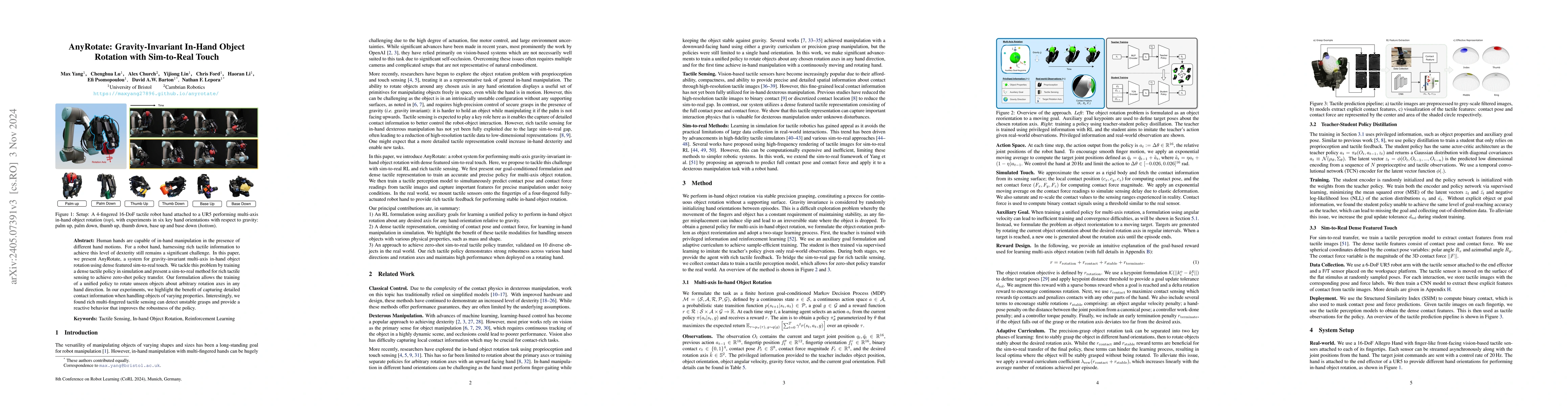 Thumbnail for AnyRotate: Gravity-Invariant In-Hand Object Rotation with Sim-to-Real
  Touch