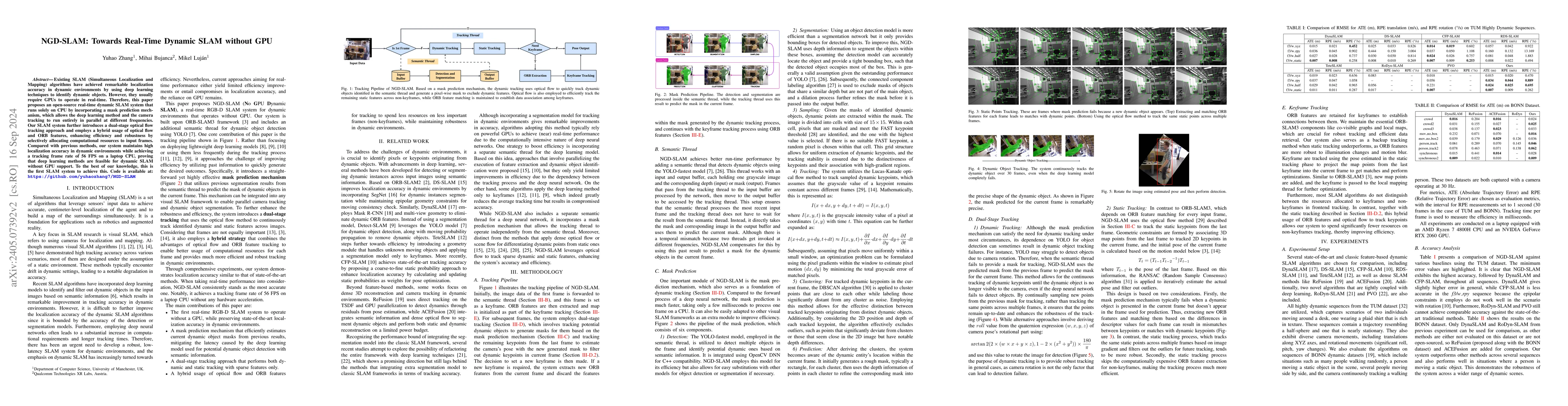 Thumbnail for NGD-SLAM: Towards Real-Time SLAM for Dynamic Environments without GPU
