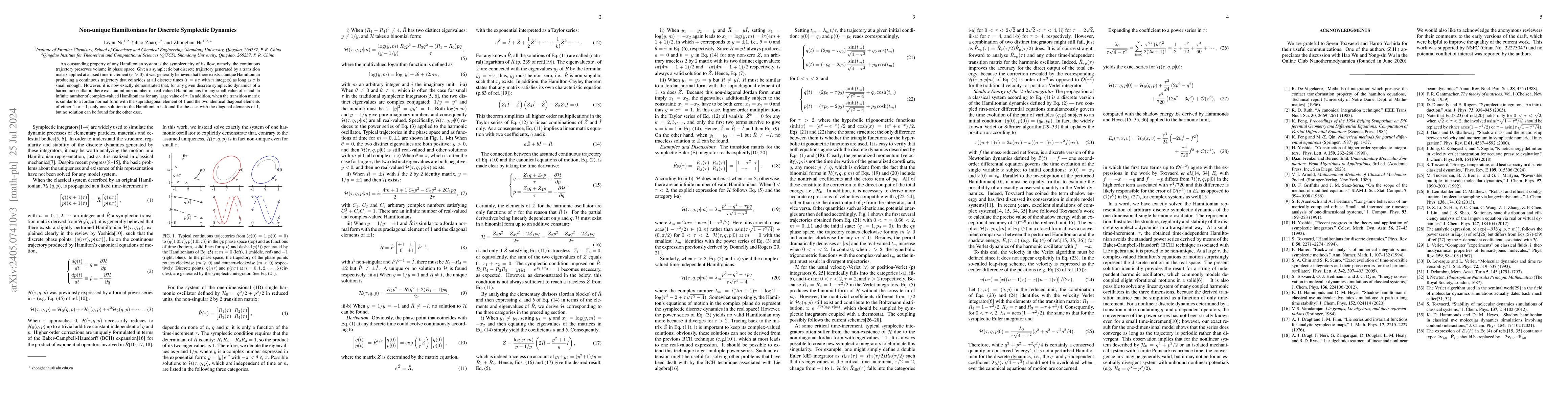Thumbnail for Non-unique Hamiltonians for Discrete Symplectic Dynamics