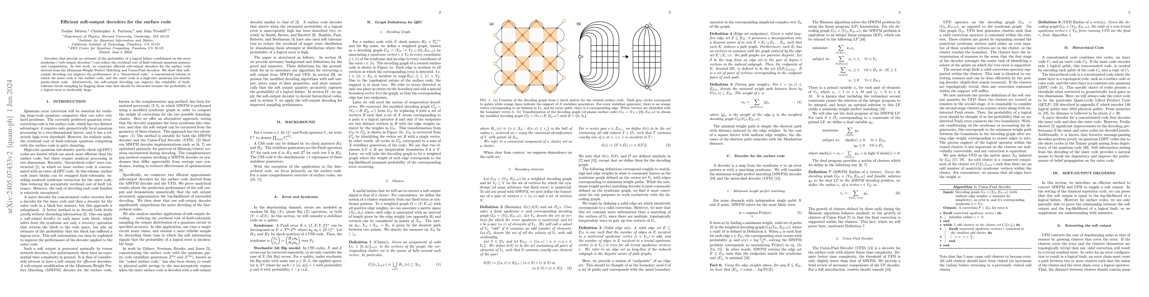 Thumbnail for Efficient soft-output decoders for the surface code