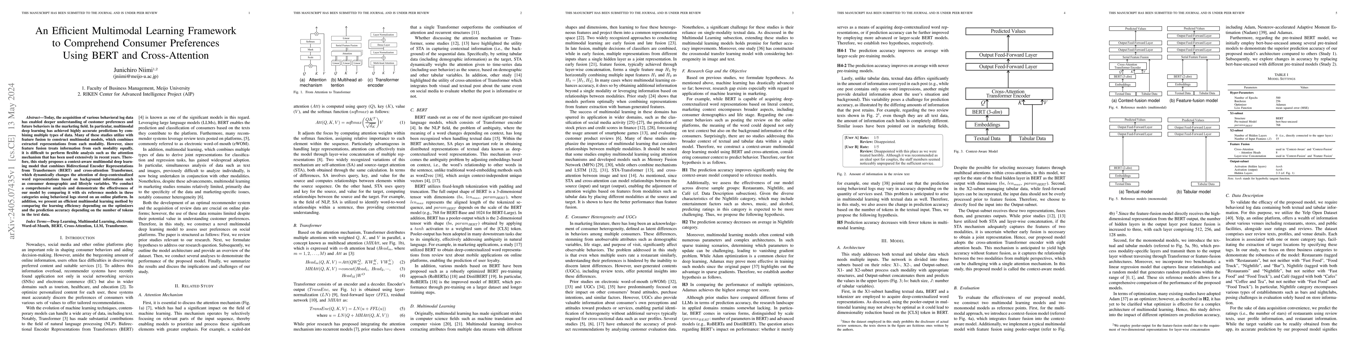 Thumbnail for An Efficient Multimodal Learning Framework to Comprehend Consumer
  Preferences Using BERT and Cross-Attention