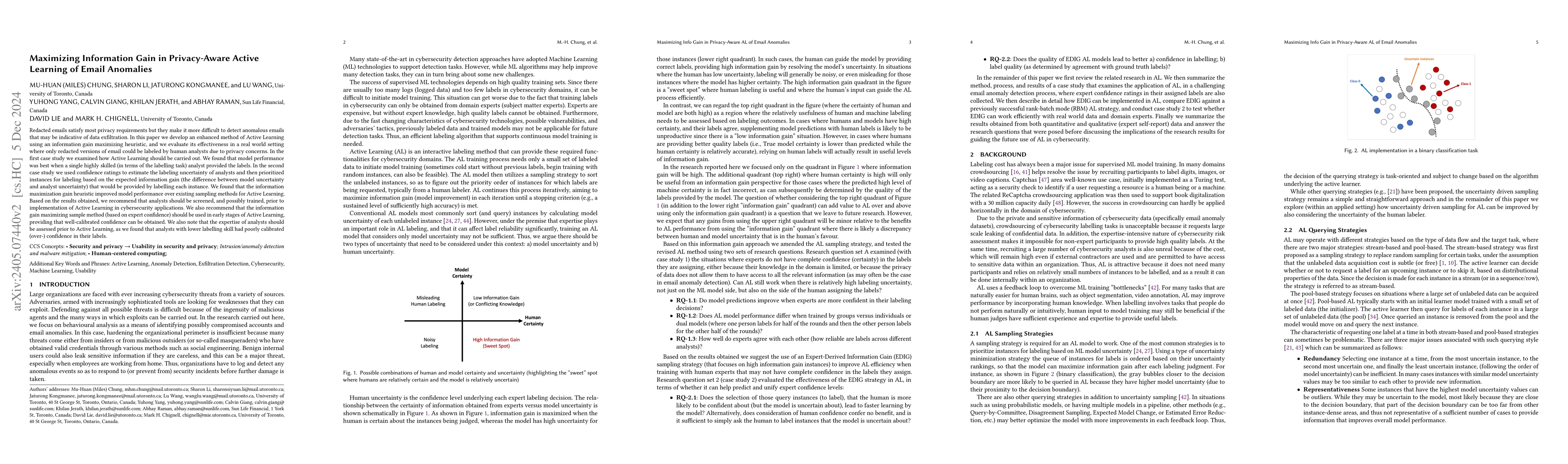 Thumbnail for Maximizing Information Gain in Privacy-Aware Active Learning of Email
  Anomalies