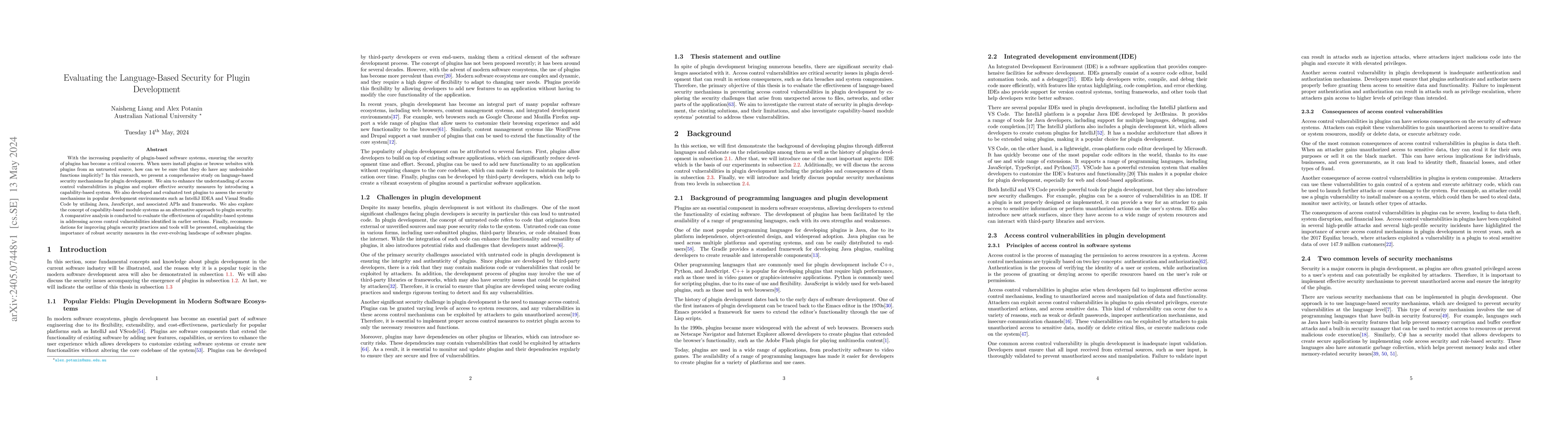 Thumbnail for Evaluating the Language-Based Security for Plugin Development