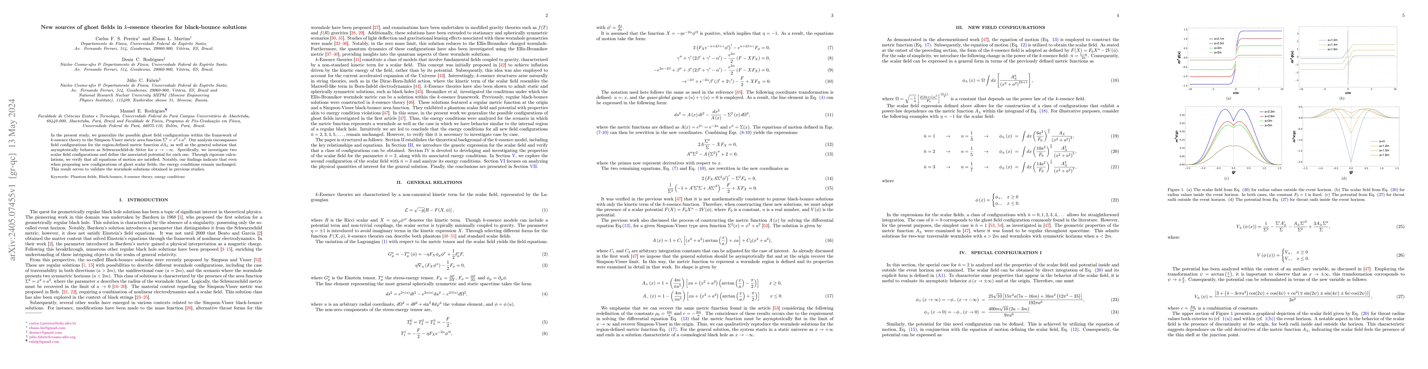 Thumbnail for New sources of ghost fields in $k$-essence theories for black-bounce
  solutions