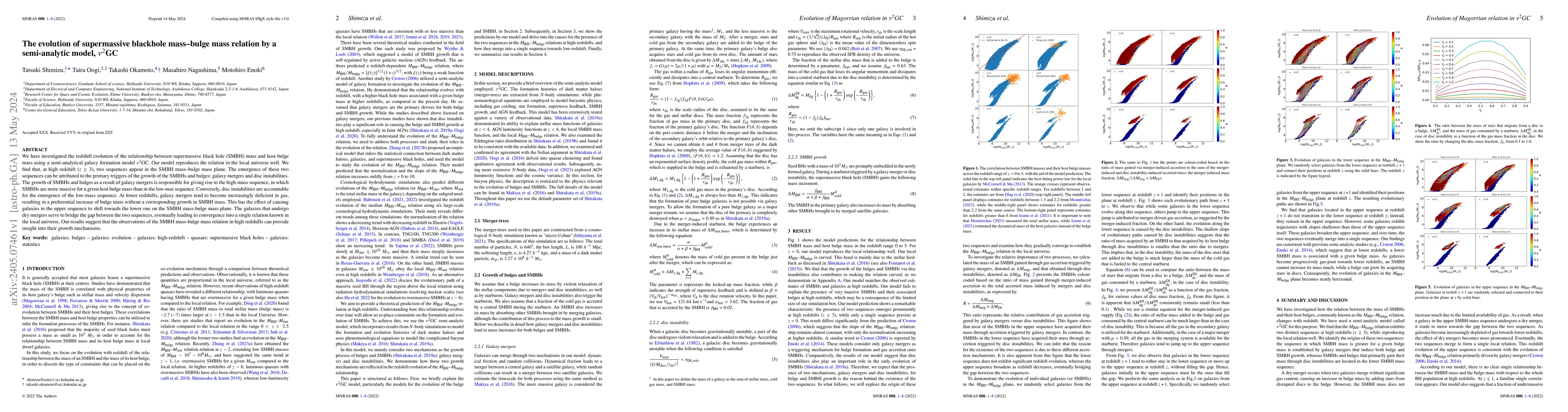 Thumbnail for The evolution of supermassive blackhole mass--bulge mass relation by a
  semi-analytic model, $\nu^2$GC