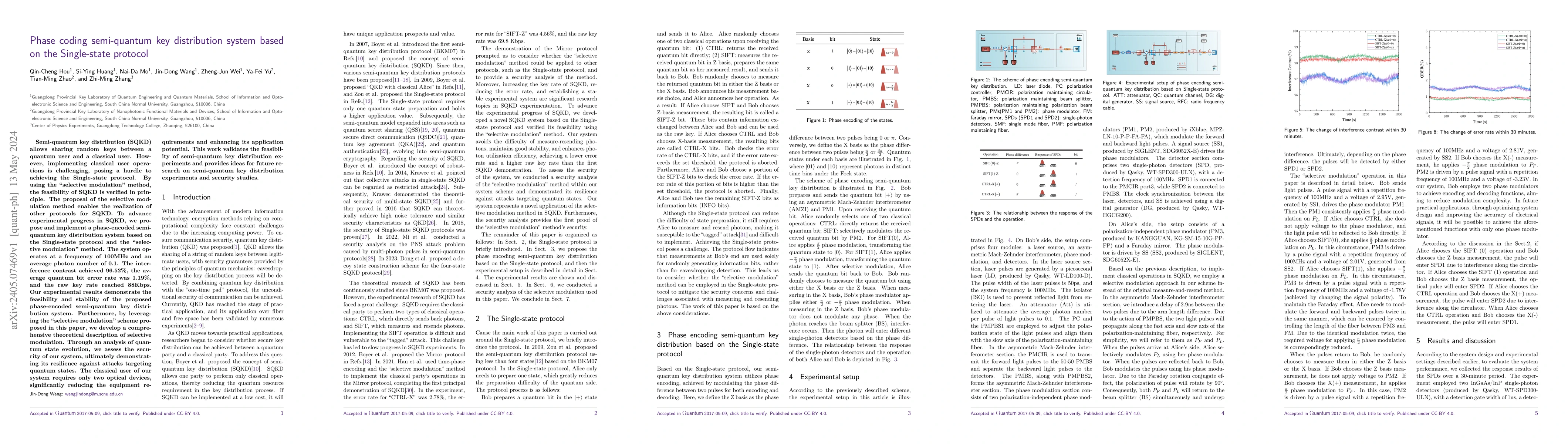 Thumbnail for Phase coding semi-quantum key distribution system based on the
  Single-state protocol