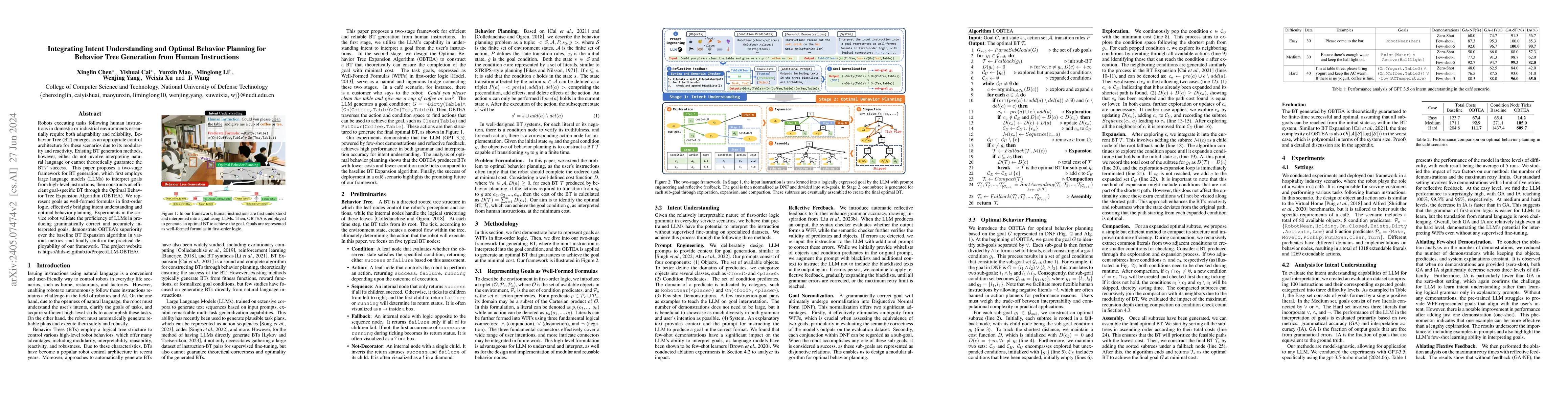 Thumbnail for Integrating Intent Understanding and Optimal Behavior Planning for
  Behavior Tree Generation from Human Instructions