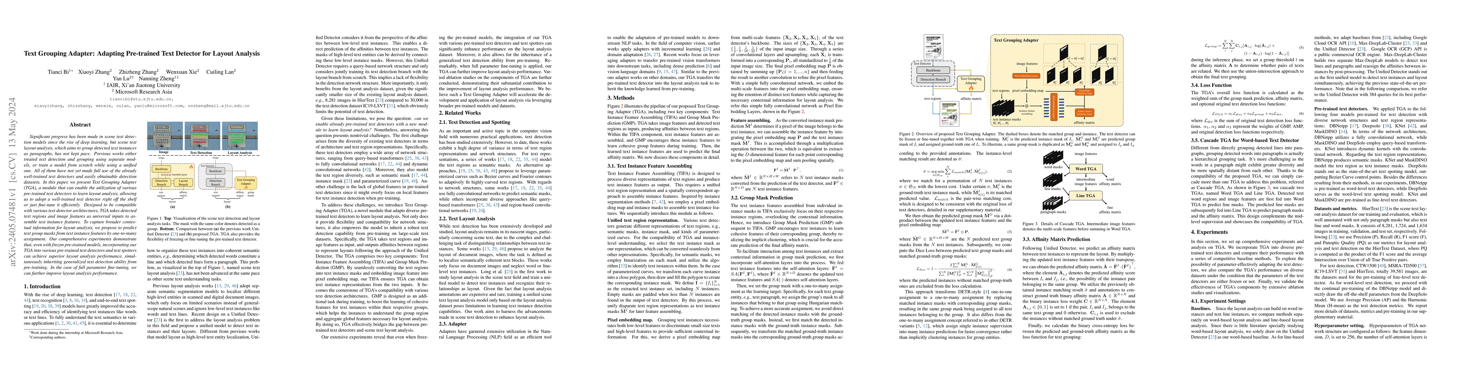 Thumbnail for Text Grouping Adapter: Adapting Pre-trained Text Detector for Layout
  Analysis