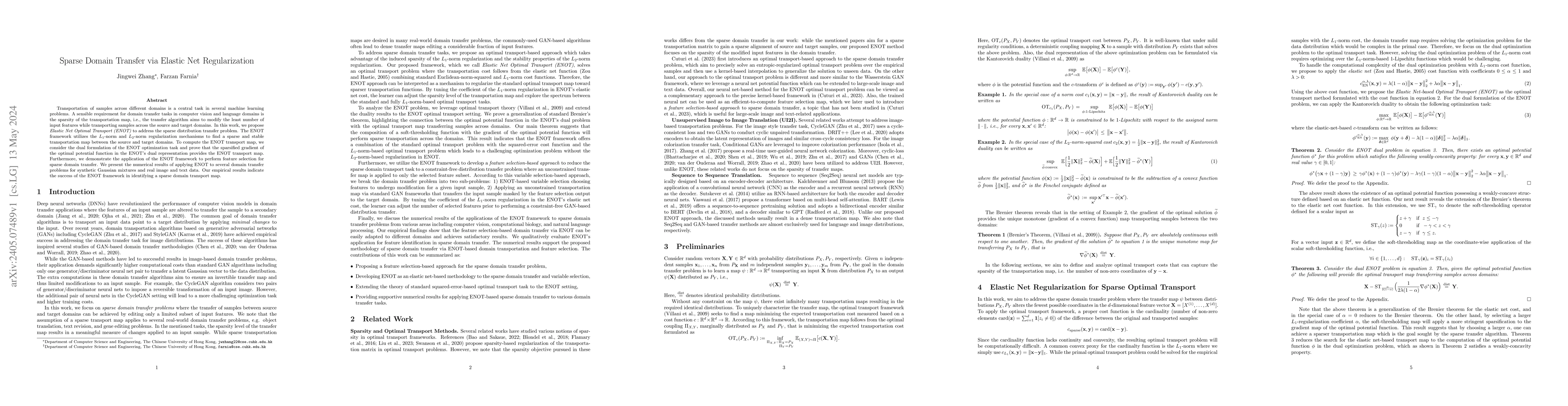 Thumbnail for Sparse Domain Transfer via Elastic Net Regularization